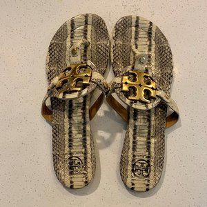 Tory Burch Miller Flip Flops / Snakeskin